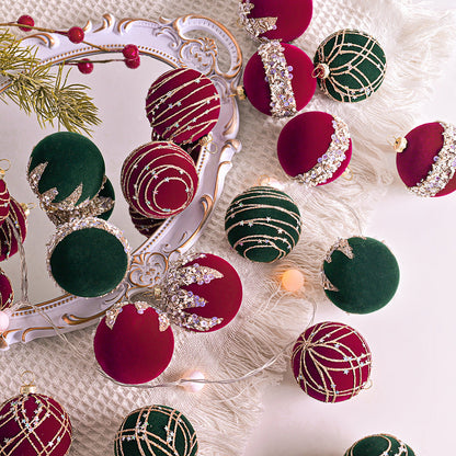 Velvet Christmas Balls 12PCS(2.36 inches/ 6 cm)