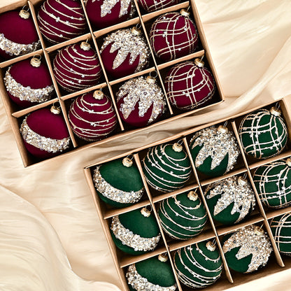 Velvet Christmas Balls 12PCS(2.36 inches/ 6 cm)