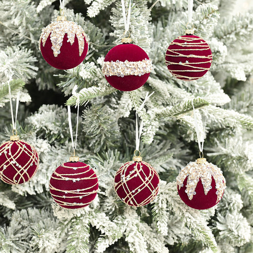 Velvet Christmas Balls 12PCS(2.36 inches/ 6 cm)