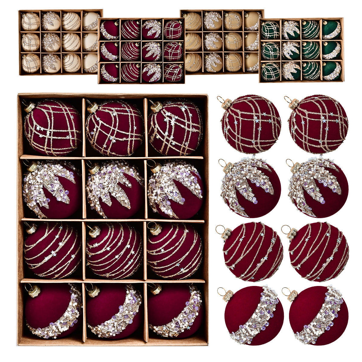 Velvet Christmas Balls 12PCS(2.36 inches/ 6 cm)