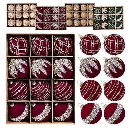 Velvet Christmas Balls 12PCS(2.36 inches/ 6 cm)