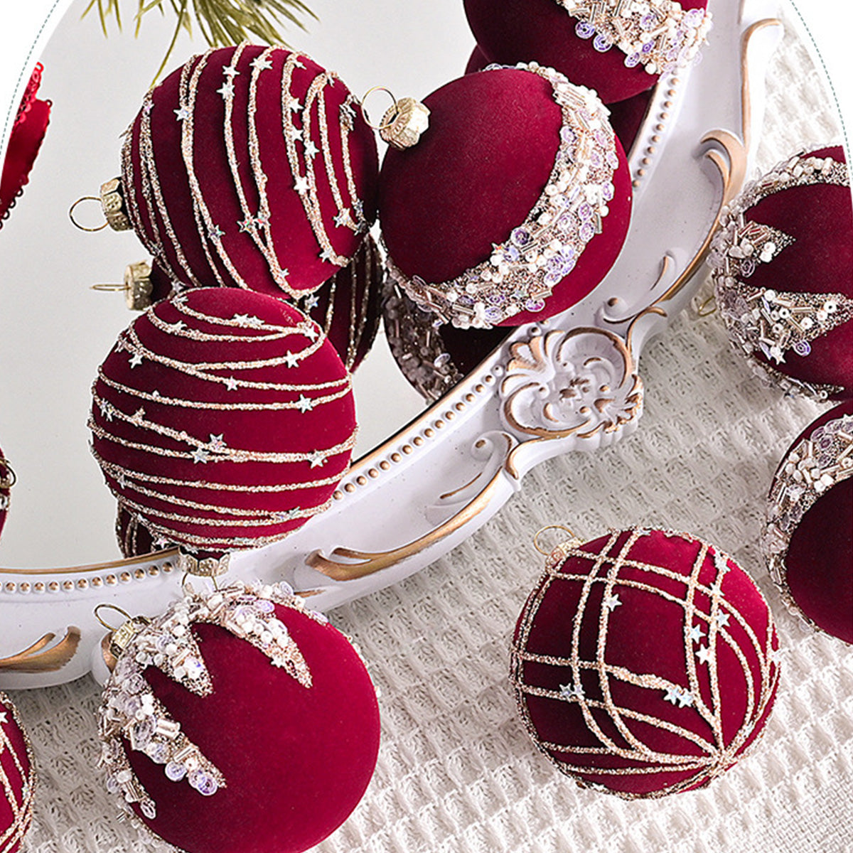 Velvet Christmas Balls 12PCS(2.36 inches/ 6 cm)