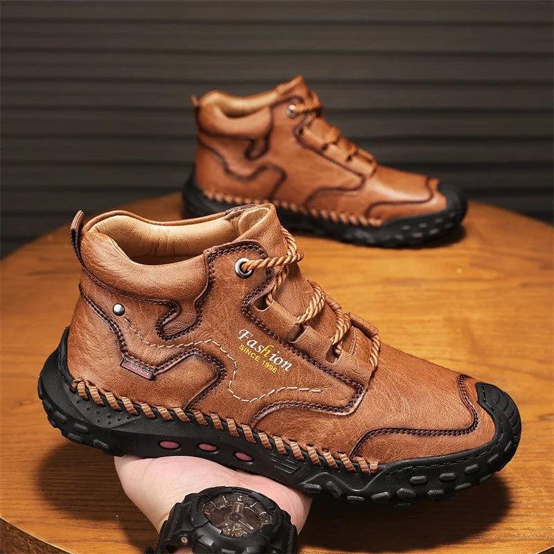 Men's Hand-Sewn Composite toe Cowhide Shoes Casual Shoes