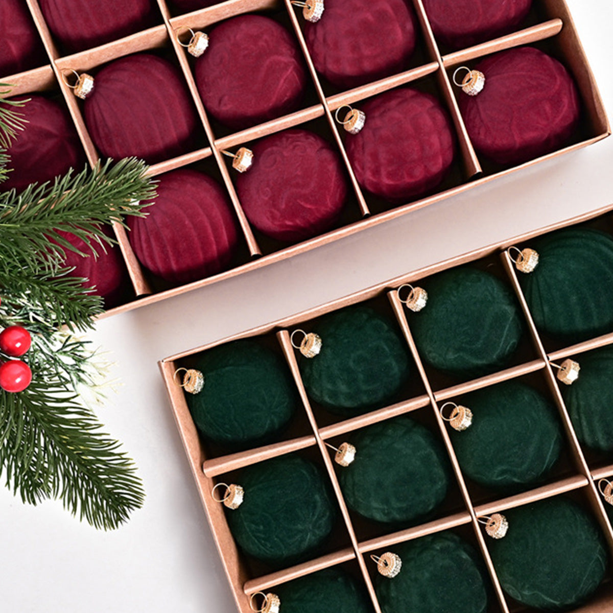 Velvet Christmas Balls 20PCS(2.36 inches/ 6 cm)