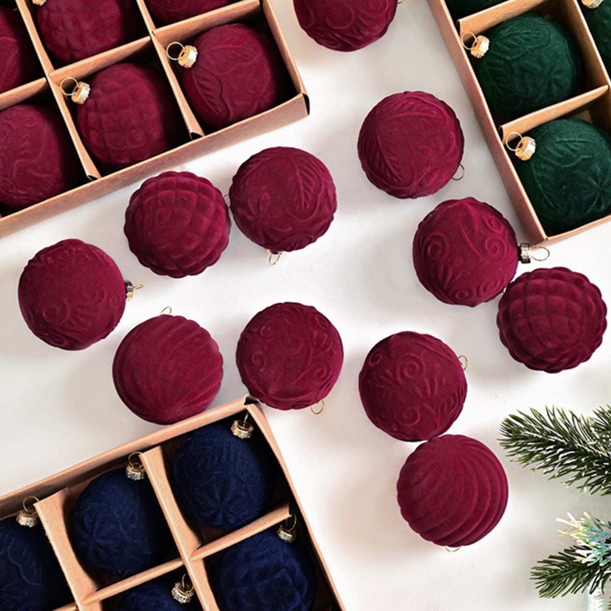 Velvet Christmas Balls 20PCS(2.36 inches/ 6 cm)