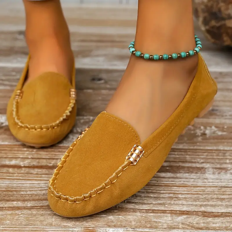 HIYF Round-Toe Flats,Breathable Orthopedic Slip On Walking Shoes